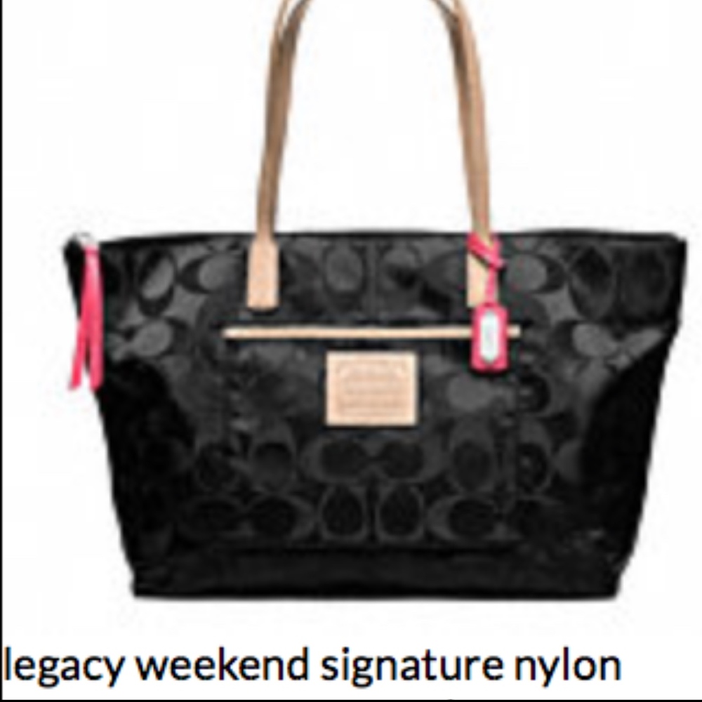 Coach Legacy Weeknd Signature Black Nylon East West Tote - Picture 9 of 9